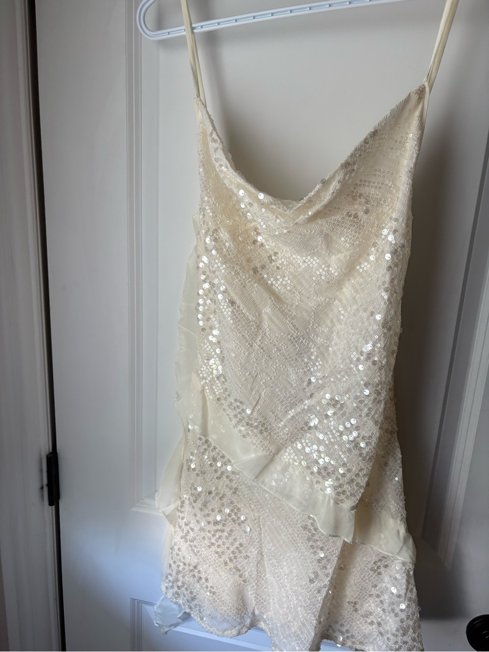 Fashion Nova Ivory Sequin Slip Mini Dress